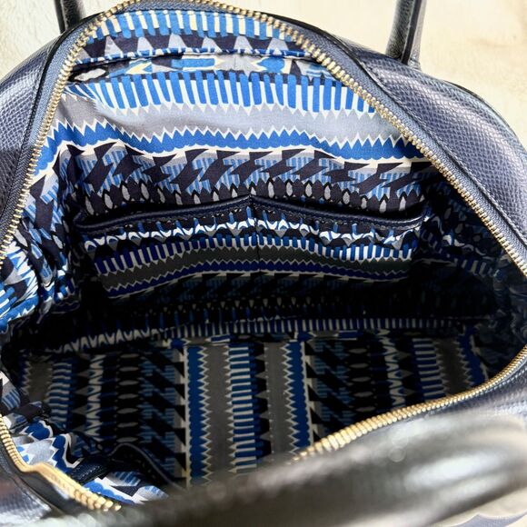 Vera Bradley Bowled Over convertible satchel navy blue black leather - Picture 9 of 10